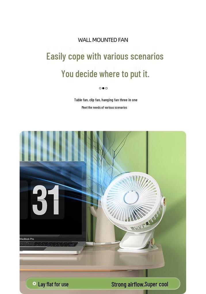 Portable Multifunctional Clip Fan: Strong Wind & Long Battery Life for Desktop or Outdoor Use