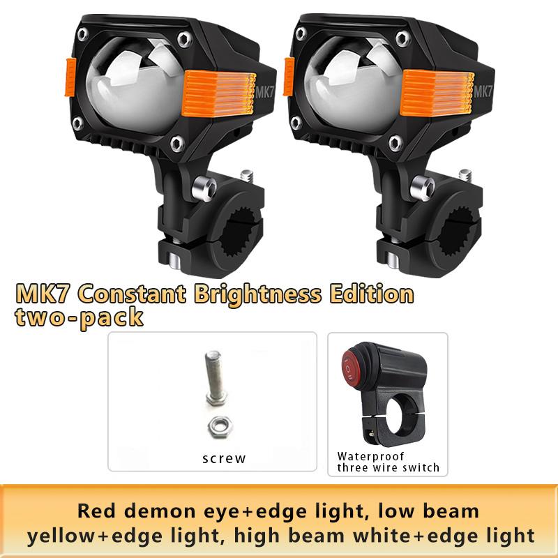 LED Motorcycle Auxiliary Spotlights Hi/Low Beams With Red Devil Eyes Driving Fog Lights for Truck Golf Cart SUV ATV 4X4 12V 24V