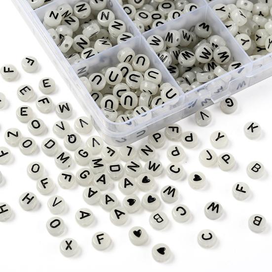 1200 Stück 26 Buchstaben Lose Perlen Leuchten im Dunkeln Acryl Runde Perlen Leuchtend