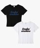 Hilukaakaibeu [Set] Overlap Logo Navy Cotton Women'S Slim Fit Short Sleeve T-Shirt