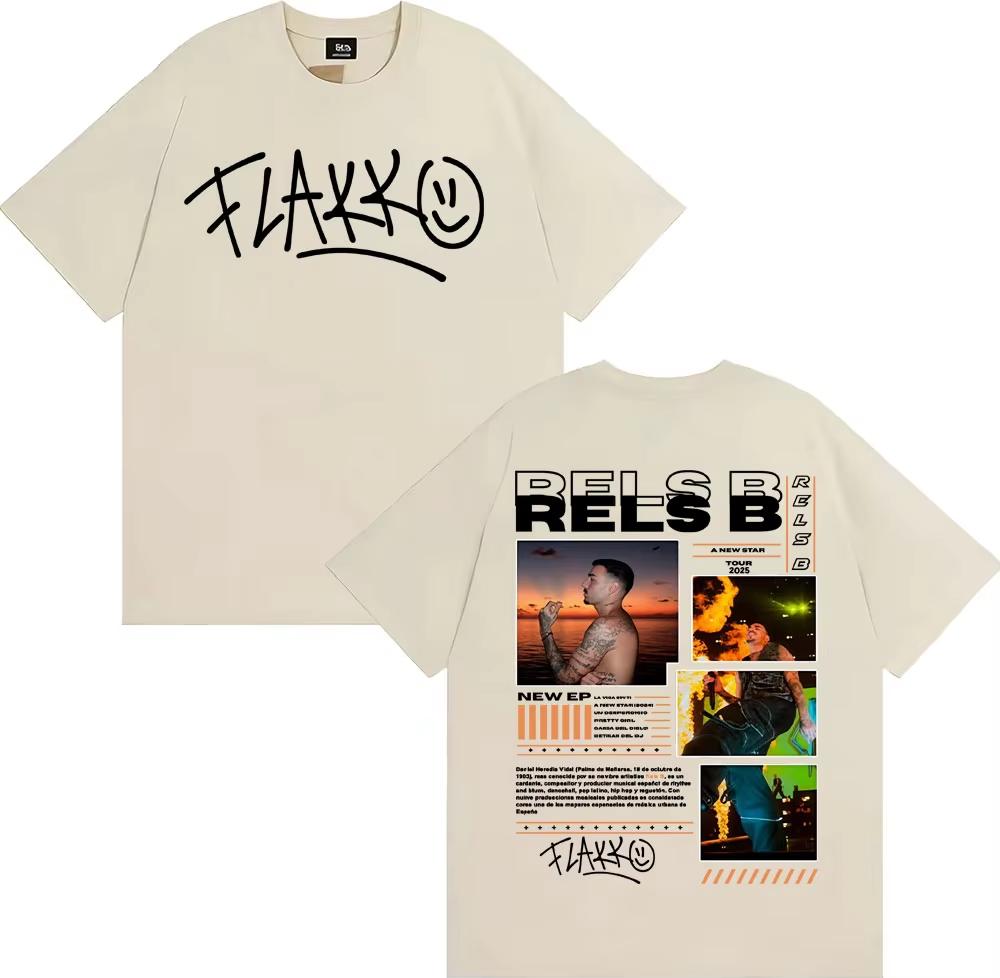 Rapper RELS B Skinny Flakk 2026 Tour Merch T Shirts Unisex Fashion Hip Hop Vintage Tshirt Casual ONeck Short Sleeve 2026 T Shirt