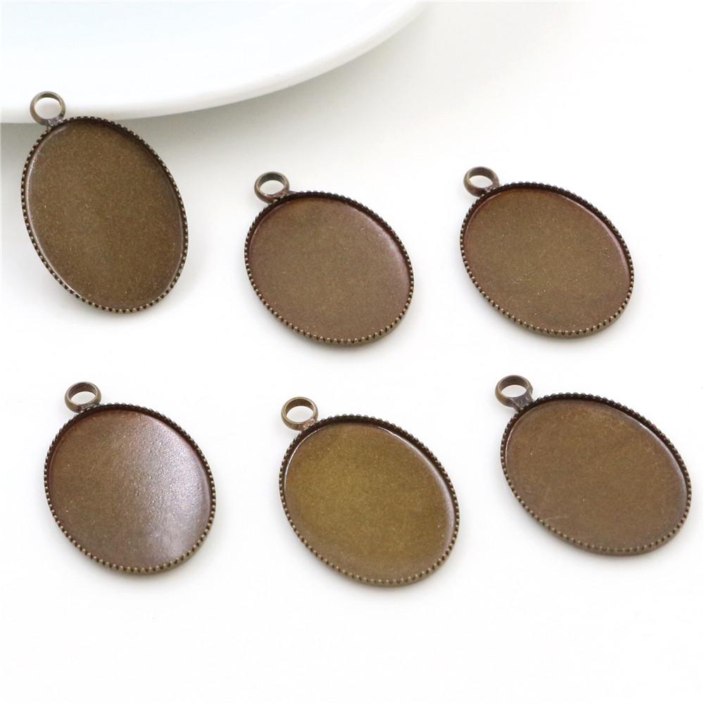 

20pcs 13x18mm Inner Size 6 Colors Plated Brass Cameo Cabochon Base Setting Charms Tray Pendant necklace findings бронзовый