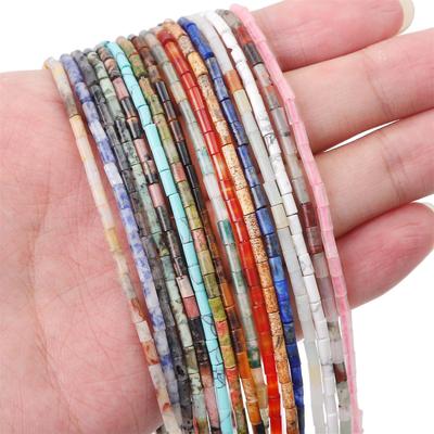 38 cm Naturstein-Mini-Röhrenform, Achat, Quarz, Amethyst, Perlen für die Herstellung von DIY-Modeschmuck