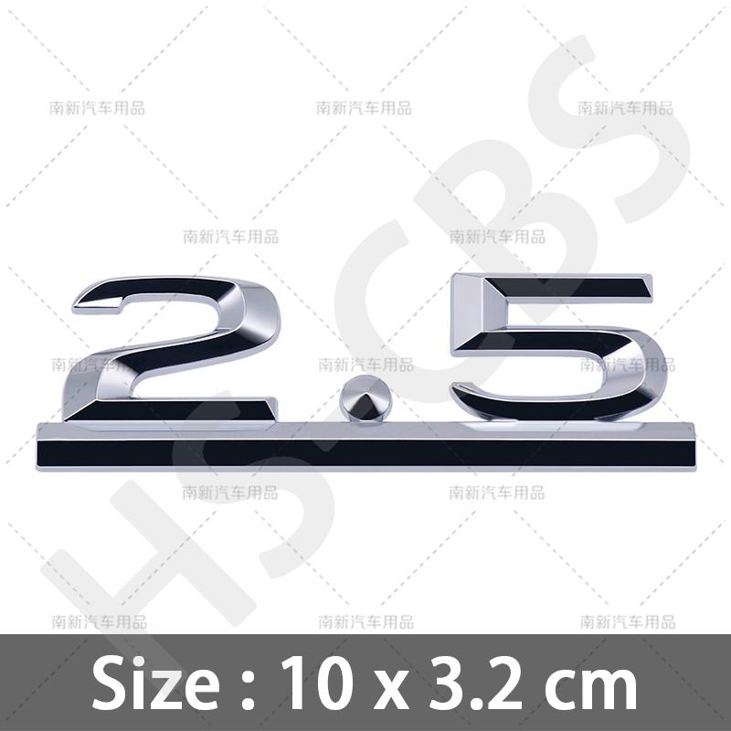 Metal 3D 2.5 Letter Emblem Car Rear Trunk Displacement Badge Auto Body Tailgate Stickers Car Styling Accessories