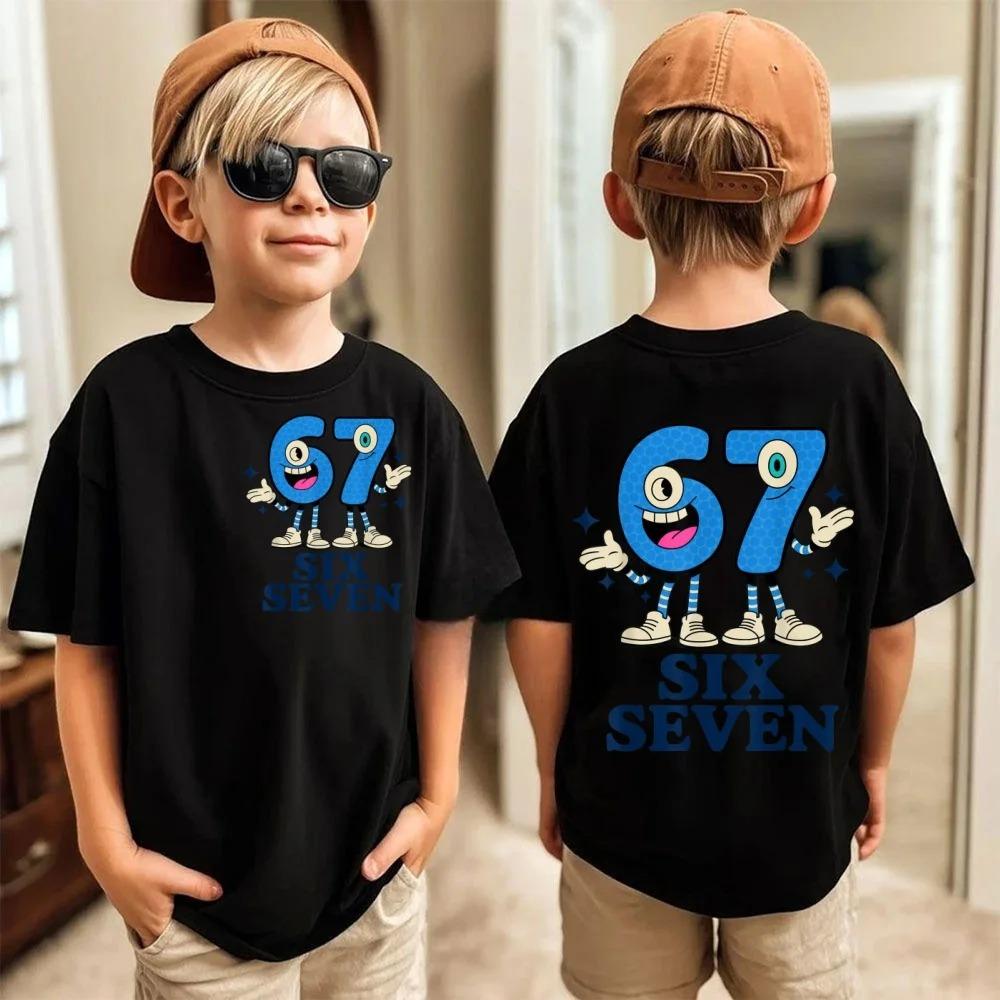 Funny Six Seven 67 Number Graphic Print Men's T-Shirt Summer Short Sleeve Tees Top Women Loose Comfortable T-shirt Clothing