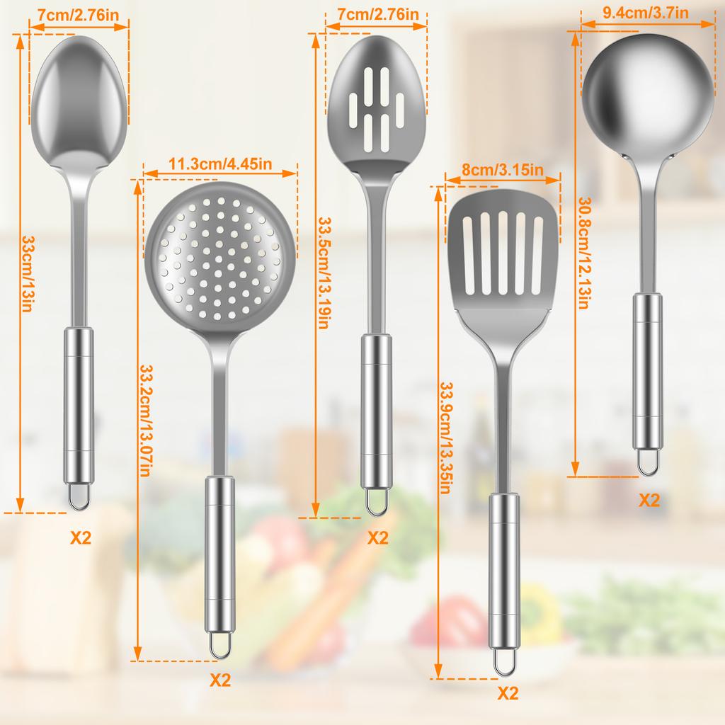 5/10 buc set de vase din oțel inoxidabil bucătărie ustensile de gătit instrumente de copt tacâmuri lopata lingură de supă răzuitor accesorii de bucătărie