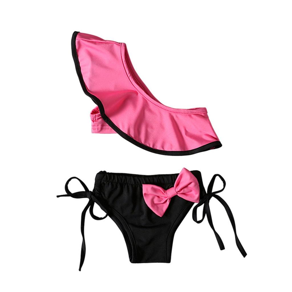 Barne Sommer Småflærmet Volangkantet Badebukse, Off-the-shoulder Trekantshorts, Delt Badebukse