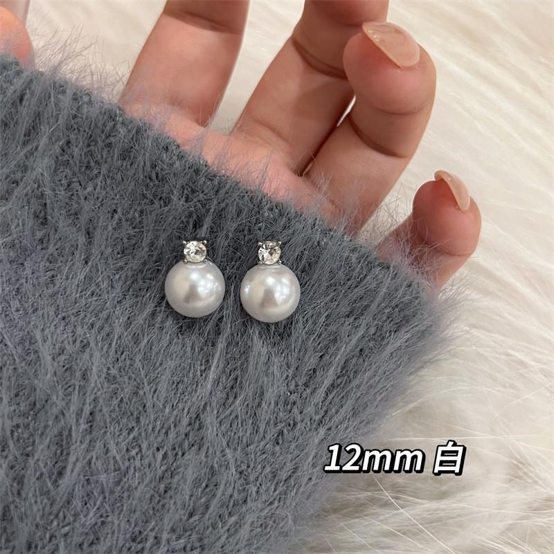 

Элегантные белые серые серьги для женщин, серьги-гвоздики с кристаллами, ювелирные аксессуары 1.white pearl