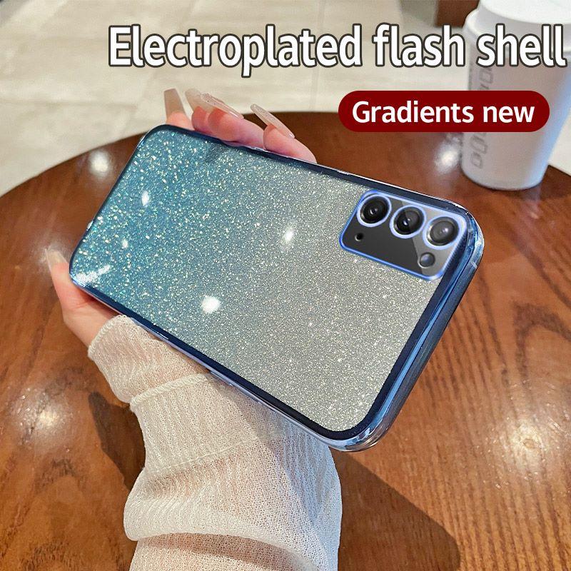 For Samsung Galaxy Note 20 Case Samsung SM-N980F Phone Case Shiny Glitter Plating Silicone Camera Lens Soft Back Cover