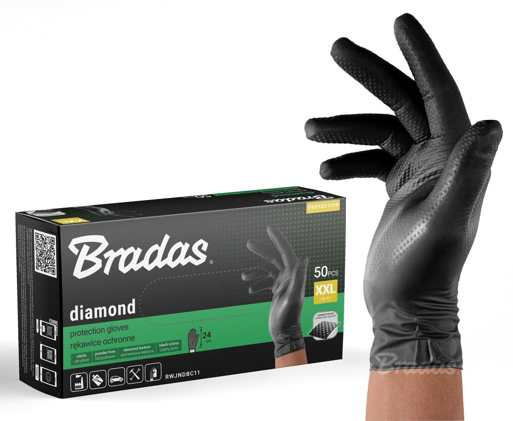 Rękawice Nitrylowe Diamond Czarne Xxl 10-11 /50Szt.