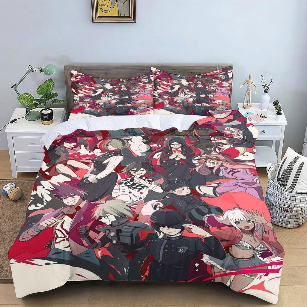 Danganronpa Anime Duvet Cover Set Monokuma Cartoon Bedding Set Quilt Cover Pillowcase Soft Bed Bedroom Decor Home