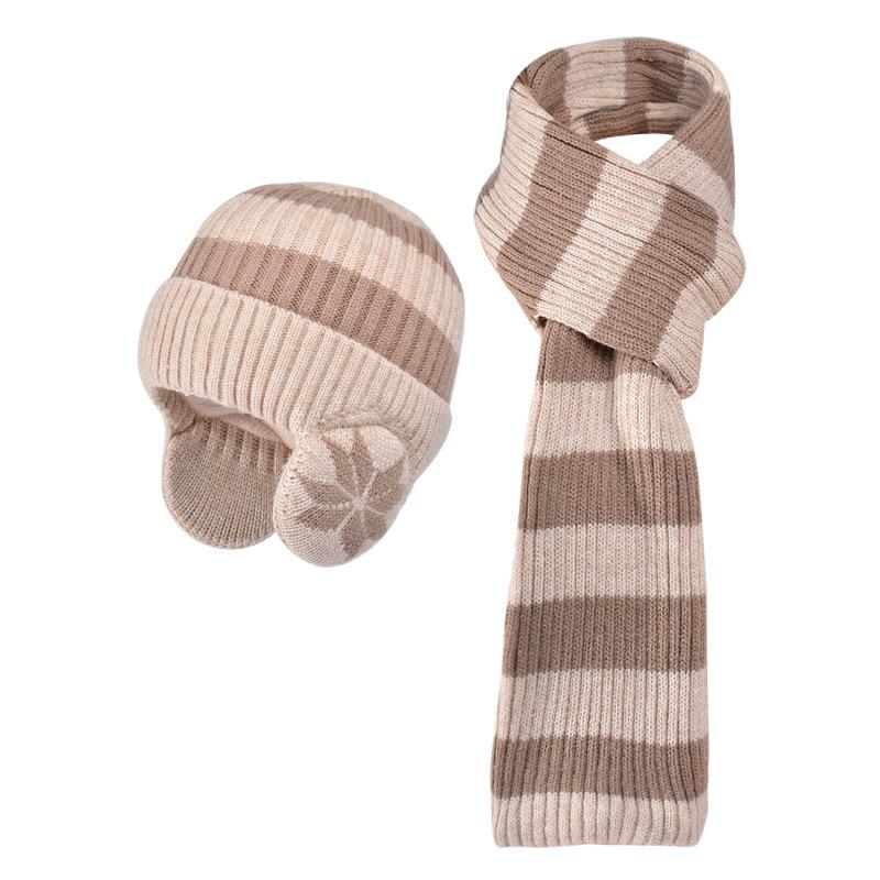 New winter hat, scarf set, men's and women's outdoor windproof ear protectors, pullover hat, fleece warm knitted wool hat