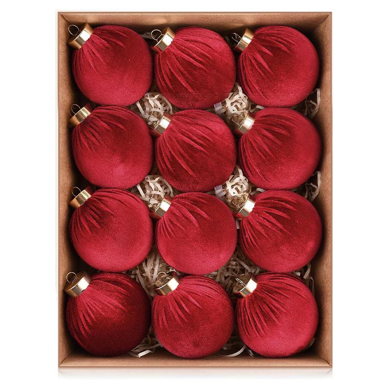 Ornement d'arbre de Noël en peluche floquée velours 6cm/8cm