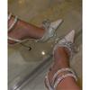 Soleist Glitter Rhinestones Women Pumps Crystal Bowknot Satin Sandals Summer Transparent Shoes High Heels Party Prom Designer Shoes