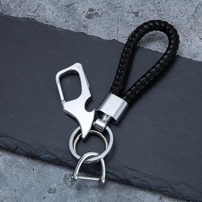Men's High-End Woven Rope Keychain: Anti-Lost Key Ring for Cars & Motorcycles