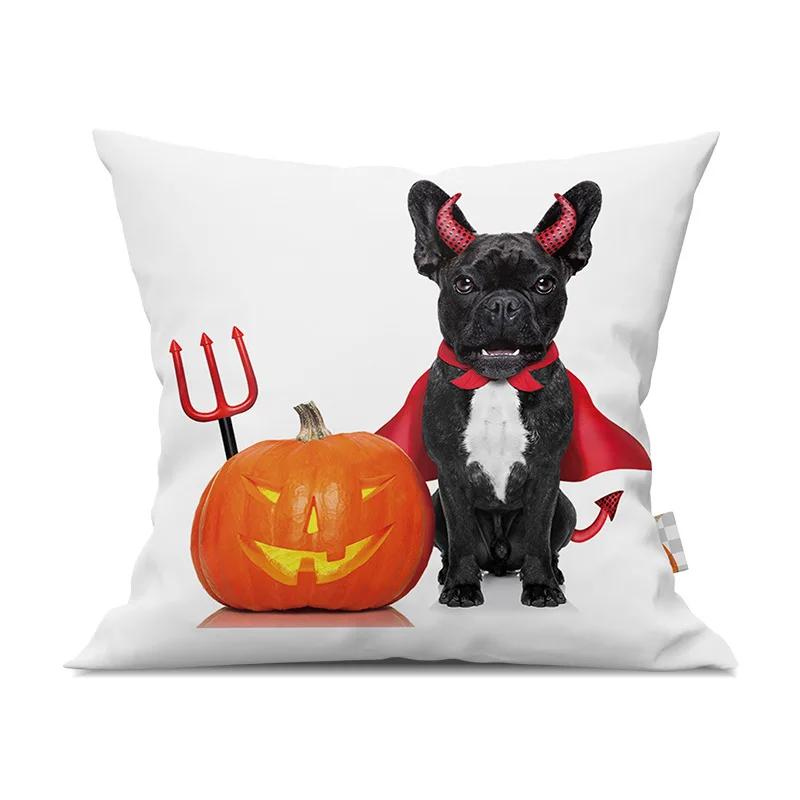 Halloween Horror Pumpkin Fun Dog Print Pattern Cushion Cover Home Living Room Sofa Decoration Square Throw Pillow