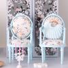 1/12 Scale Wooden Dollhouses Furniture Set Mini Wooden Table And Chair For Kids Floral Pattern