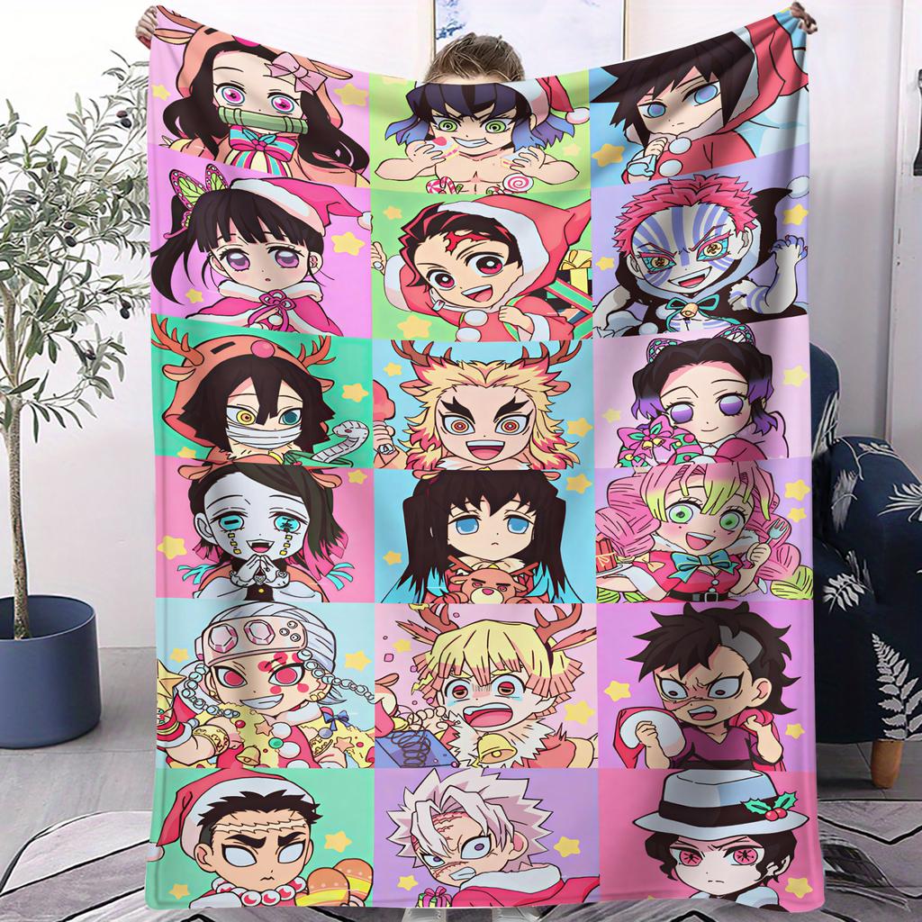 Anime DDemon SSlayer Print Super Soft high Blanket Sofa Office Travel Nap Comfort Leisure Camp Travel Blanket Birthday Gift