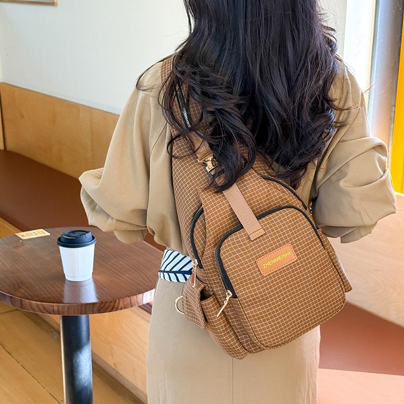 Leichte Brusttasche für Damen Kariert Mehrzweck-Rucksack