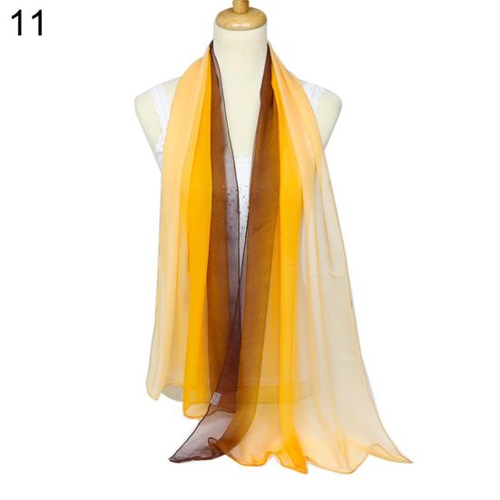 Fashion Gradient Color Voile Scarf Women Lightweight Soft Long Neck Wrap Shawl