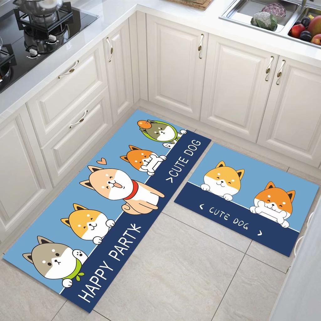 Cartoon Kitchen Floor Mat, Water-Absorbing And Oil-Absorbing Diatom Mud Floor Mat, Wear-Resistant And Dirt-Resistant L-Shaped Floor Mat, Anti-Skid Ma