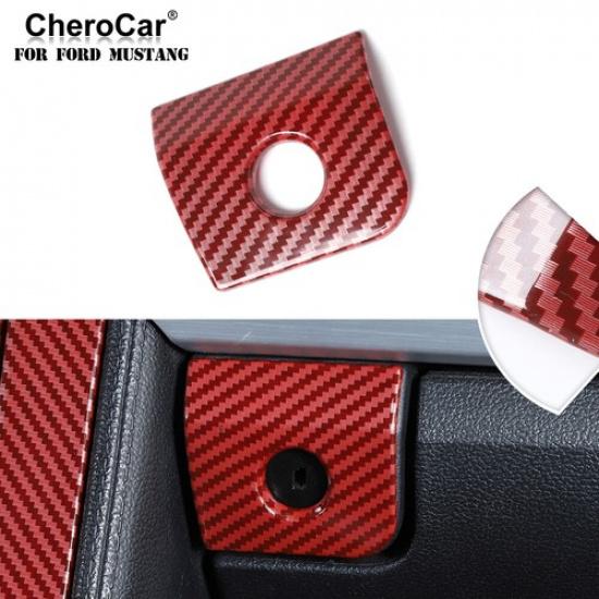 Co-pilot Storage Box Switch Cover Trim For Ford Mustang 2015-19 Red Carbon Fiber