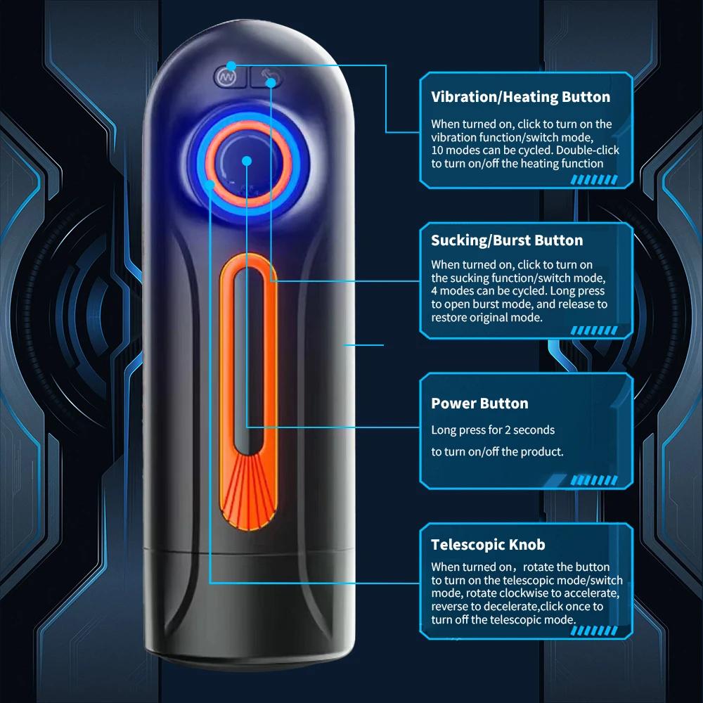 Telescopic Automatic Masturbator Sucking Male Masturbation Cup Erotic Vagina Pussy Blowjob Machine Sex Tooys for Man Adult Toy