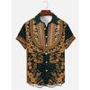 Men's Shirt Art Pattern Print Casual Shirt Short Sleeve Oversized Top Summer Vintage Flower Pattern Beach Y2k Fashion Clothing