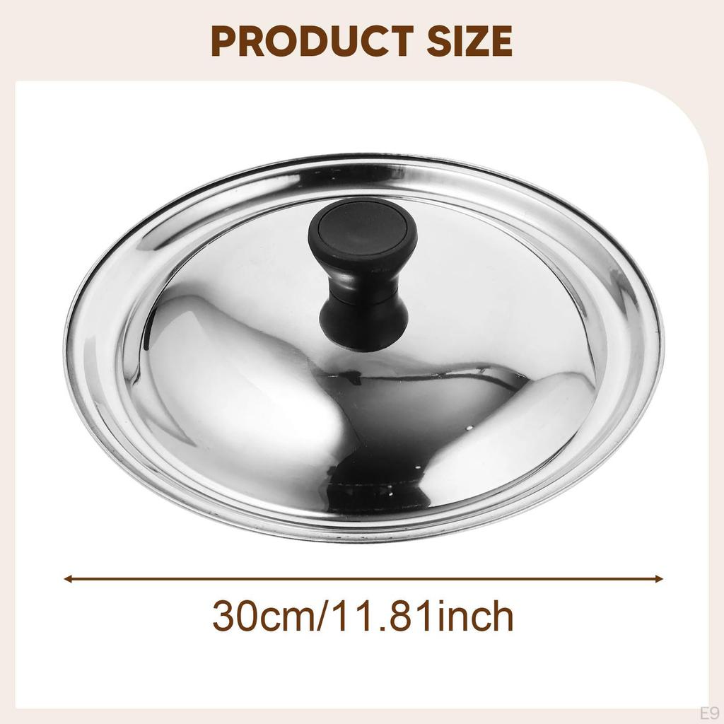 Heat Resistant Round Lid for Stainless Steel Skillet, Universal Cooking Cover with Knob