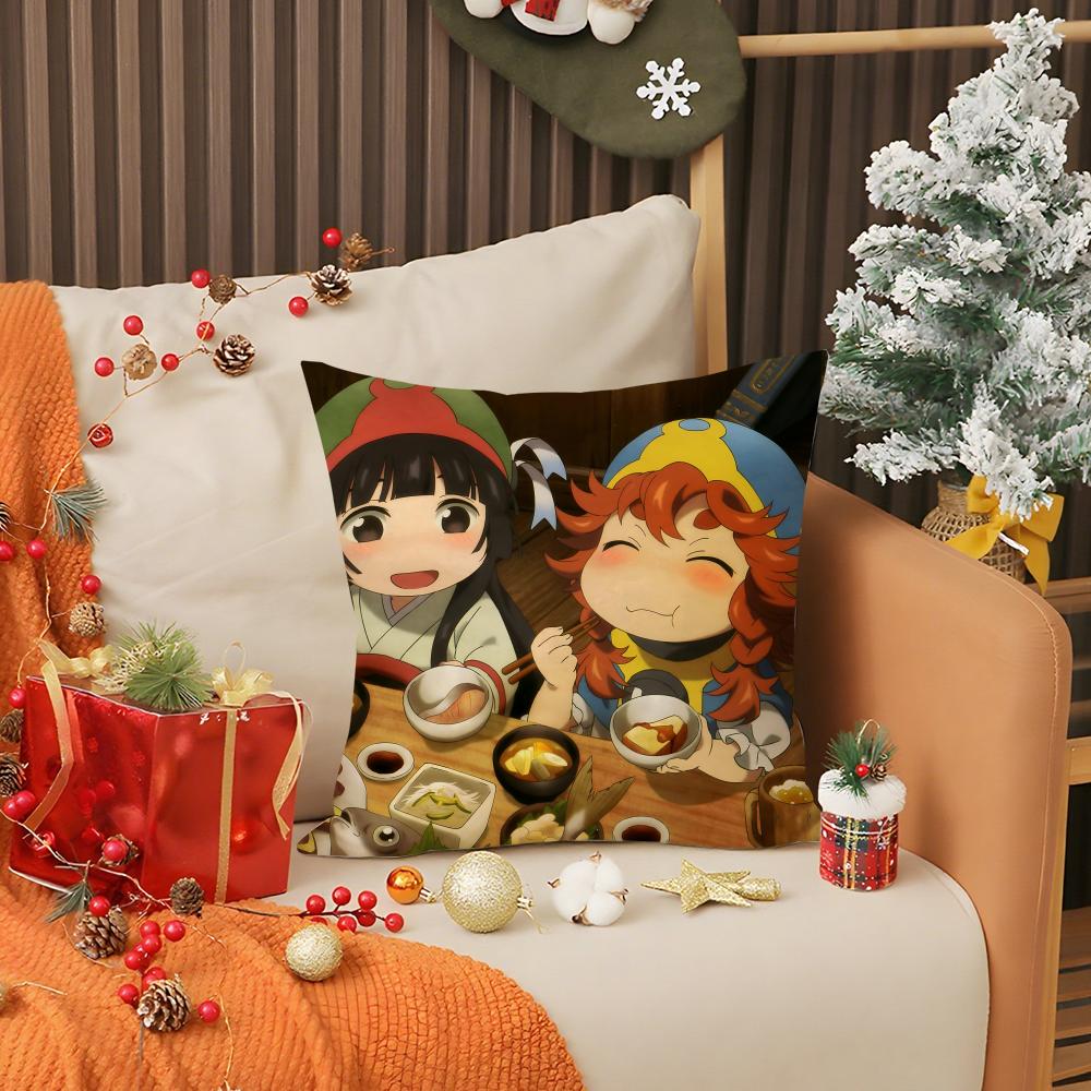 Kwaii Anime Hakumei and Mikochi Pillow Case Anti-dustmite Pillow Invisible zipper silky short plush Sofa cushion cover