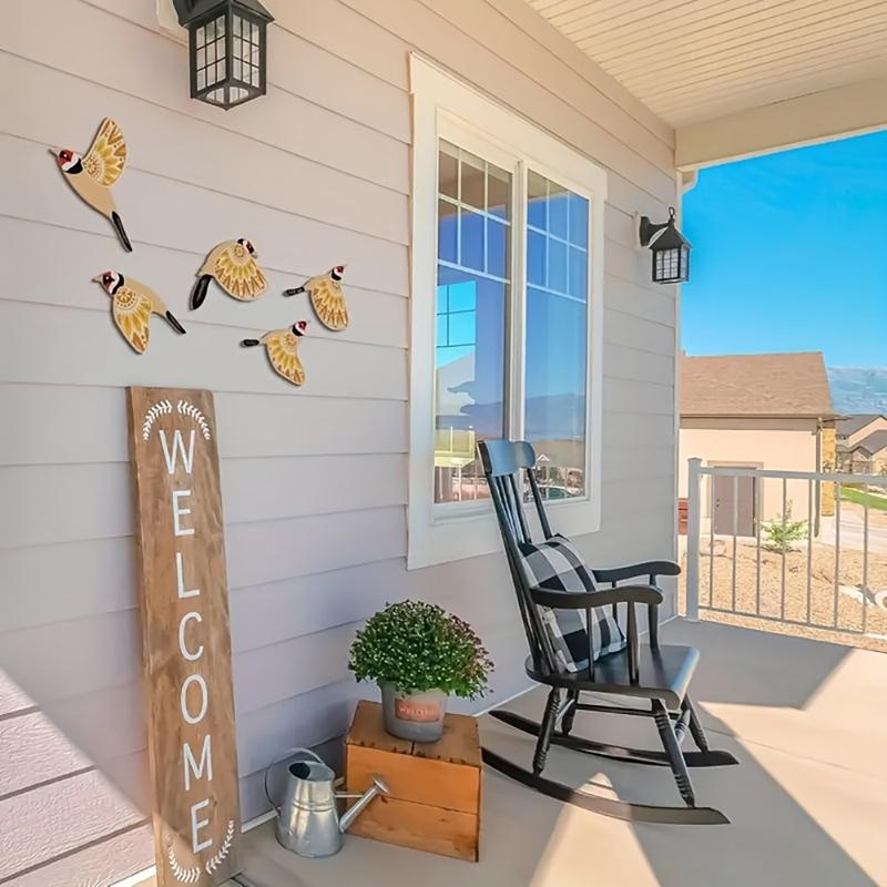 5Pcs Wooden Black Bird Wall Decor Art Vintage Gothic Home Decor for Living Room Bathroom Kitchen Decorations Indoor Outdoor Gift