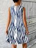 Women's Navy Blue Zebra Print Sleeveless Shift Dress Round Neck Loose Fit Casual Summer Mini Dress