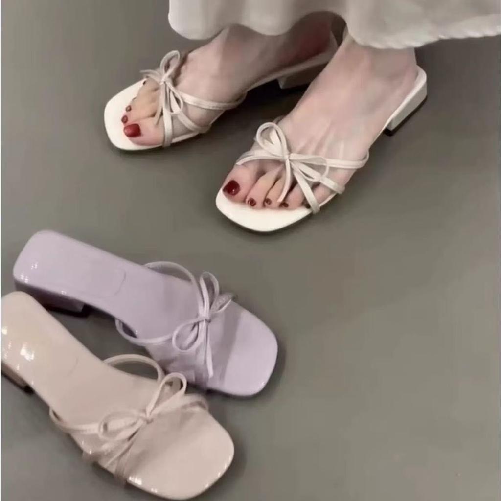 With Skirts, Beautiful Women's Cool Slippers 2025 Gentle Bow Open-toed Slippers Women's Summer Wear
