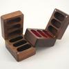 Black Walnut Wood Ring/Earring Storage Box, Three Anti-Oxidation Slots