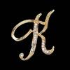 Minimalist Rhinestone Alphabet Brooch: Elegant Geometric Pin for Sweaters or Coats