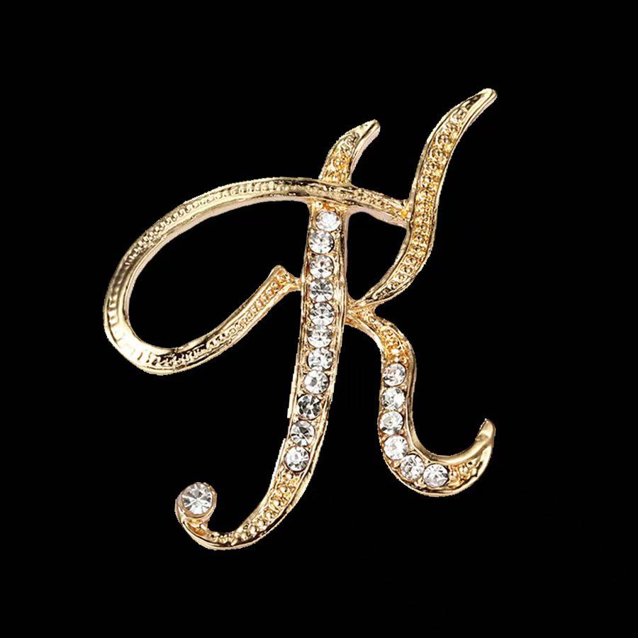 Minimalist Rhinestone Alphabet Brooch: Elegant Geometric Pin for Sweaters or Coats