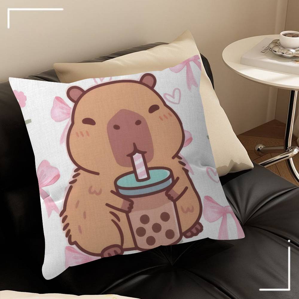 Anime C-Capybara Cartoon Cute   Pillow Cushion Cover Pillowcase Living Room Sofa Home Decor Customized