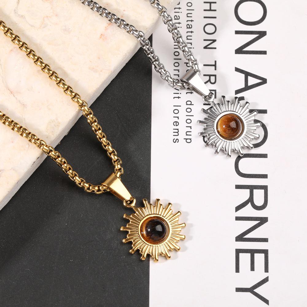 Men's Sunflower Titanium Necklace - Trendy, High-End, Versatile Accessory with American Style