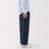 MUJI Women's Cotton Linen Denim Easy Wide Pants, Dark Navy, Size XL, BE1WDA5S