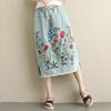 Women's Plus Size Cotton Linen Midi A-Line Skirt with Elastic Waist In 20 Colors