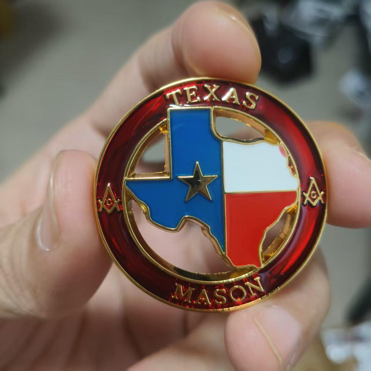 

Metal relief Masonic Texas emblem. Durable and corrosion-resistant. Vintage American-style body decoration sticker коричневый