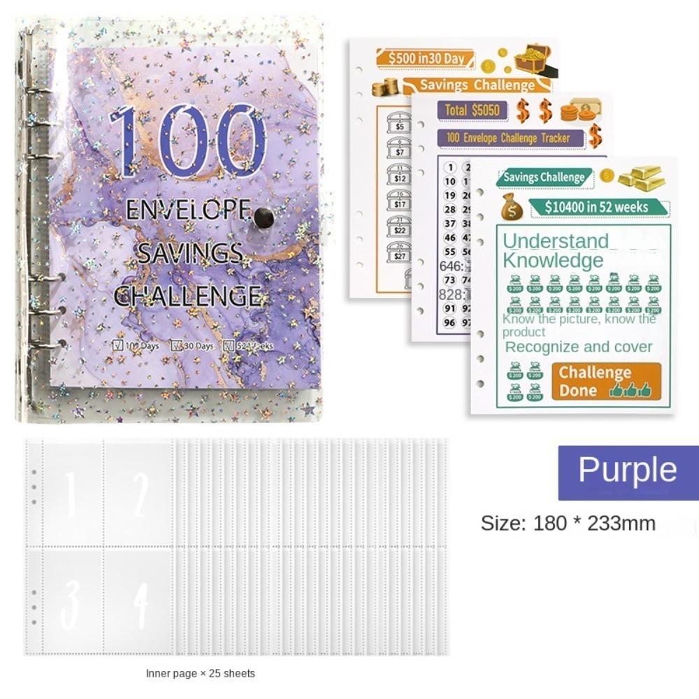 Large Capacity 100 Envelopes Money Saving Challenge Shining Savings Challenges Book  Couples