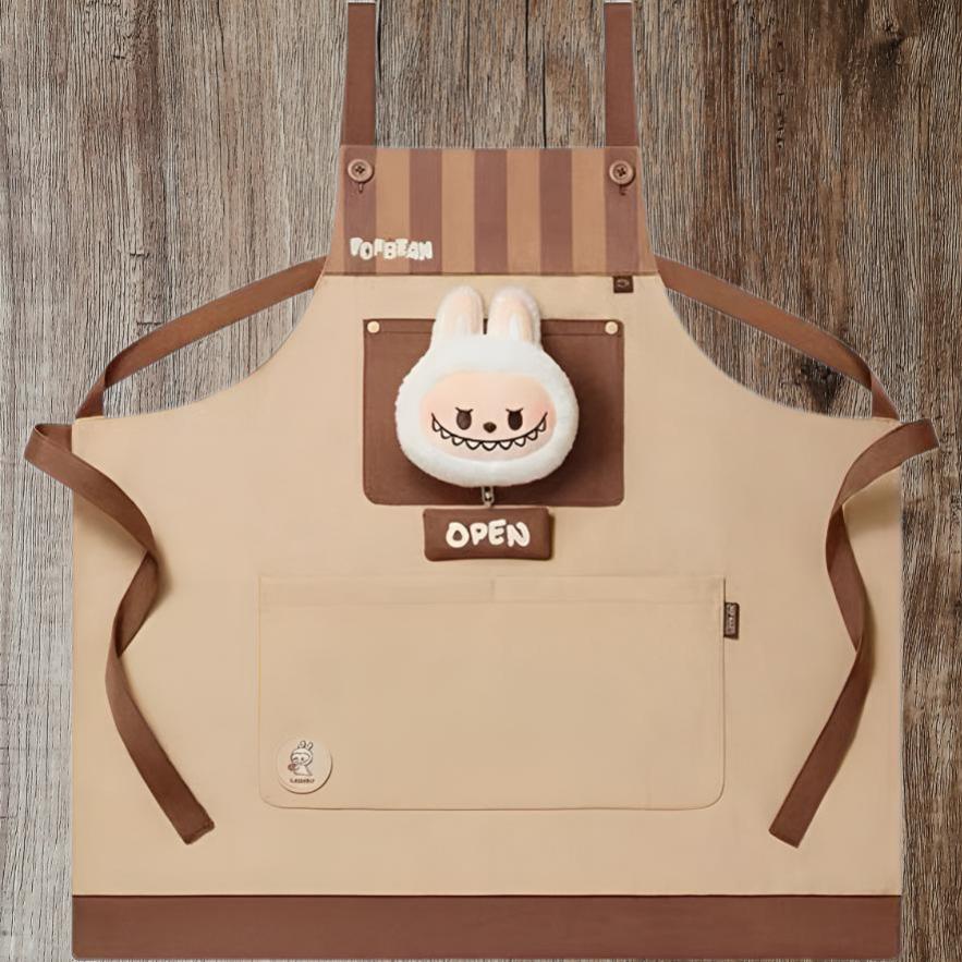 New POP MART The Monsters LABUBU Bubbles Cute Bean Coffee Factory Collection, Apron Trend Based Products PPMT-2508-0070