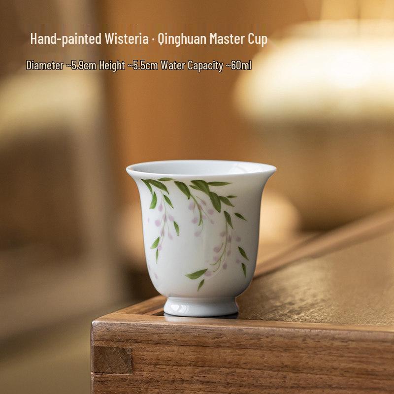 Guanlan Hand-Painted Wisteria Ceramic Tea Tasting Cup - New Chinese Style Aroma Cup No Size Specification