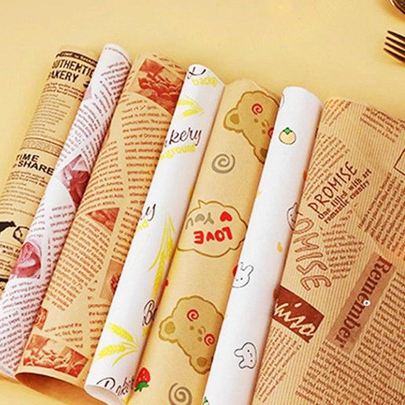 Sandwich Wrapping Paper Oil-Absorbent And Oil-Proof Sandwich Burger Paper Tray Bread Baking Plate Pad Paper Can Be Cut