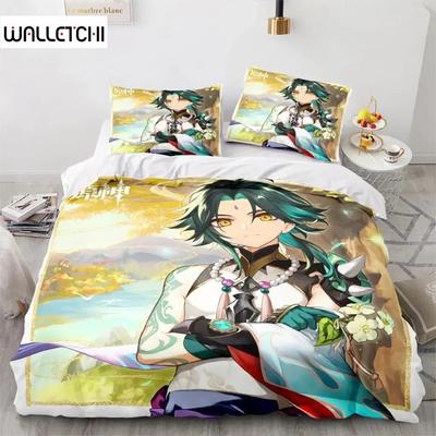 3D Εκτύπωση Anime Genshin Impact Xiao SUCROSE Qiqi Πάπλωμα Κινούμενα Σχέδια Σετ Κλινοσκεπασμάτων Σετ Κρεβατιού Κουβέρτα Παπλωματοθήκες Οικιακά Υφάσματα