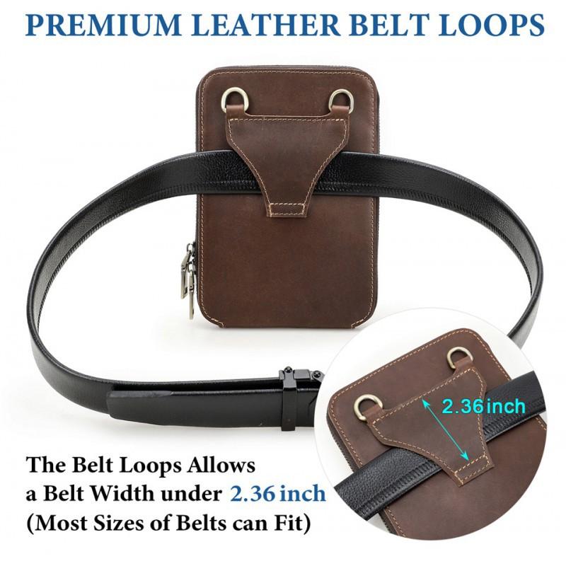 Retro Top Layer Cowhide Fashionable Large Screen Mobile Waist Bag Multifunctional Genuine Leather Men's Shoulder Crossbody