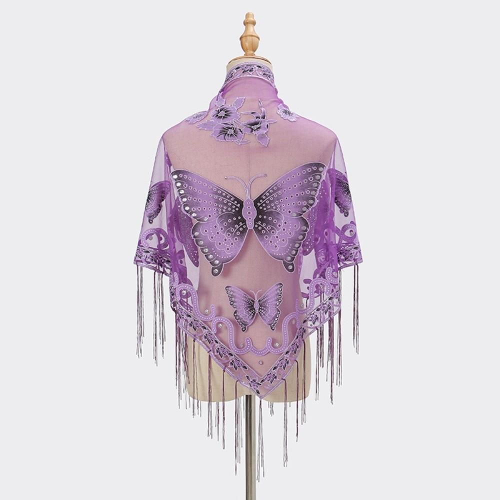 Floral Triangle Shawl Hollow Tassel Wrap New Lace Scarf Everyday Outfits