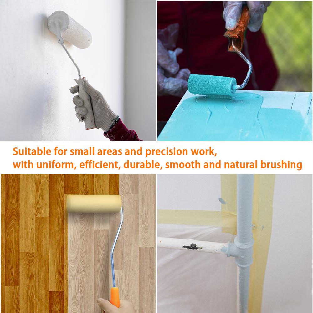 13Pcs/Set 100mm Sponge Paint Roller Mini Paint Roller Cover Replacement Paint Roller Nap Reusable with Handles Painting Tool Set