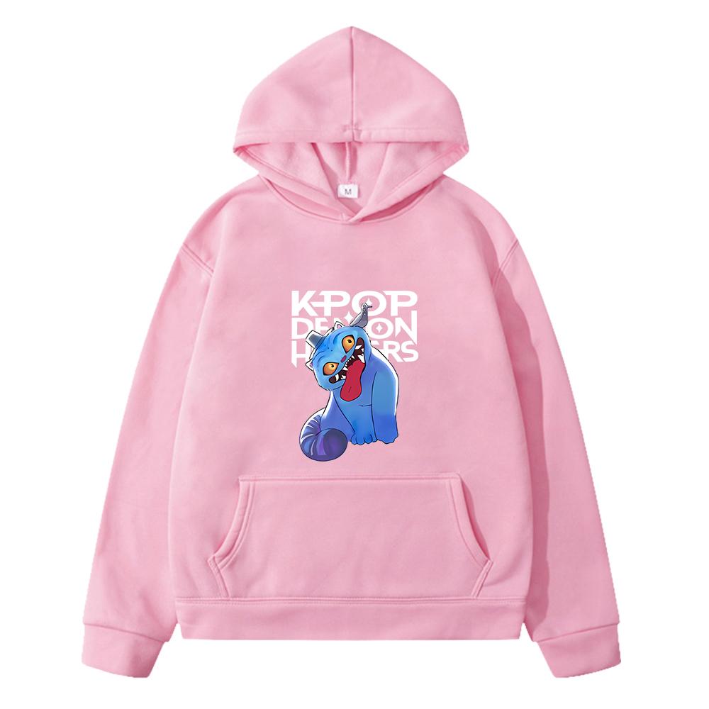 

kpop demon hunters kids anime hoodie Head Portrait Sweet Casual Sweatshirt Kawai Jacket Pullover y2k sudadera kids clothes girls 130 розовый